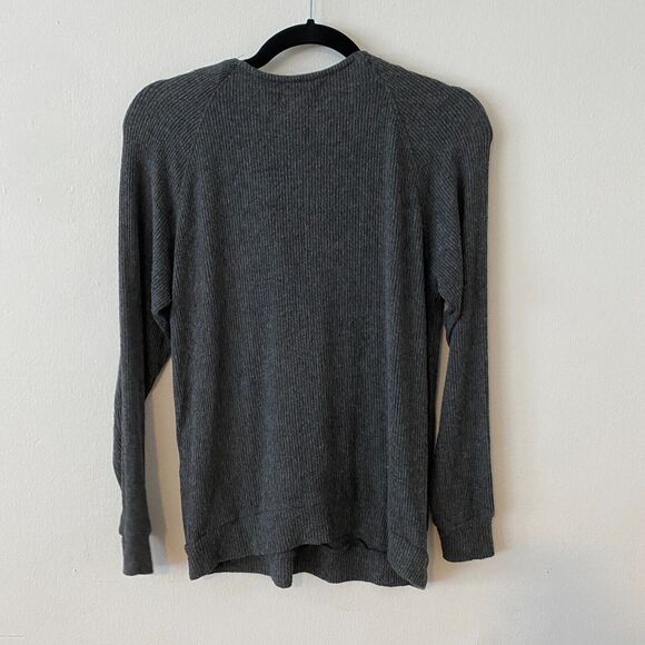 VELVET Graham and Spencer Gray Billow Lace up V-Front Long Sleeve Jersey Top XS - Picture 3 of 11